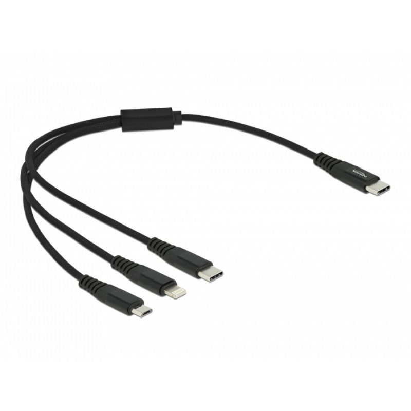 DeLOCK 87148 câble USB 0,3 m USB 2.0 USB C USB C/Micro-USB B/Lightning Noir
