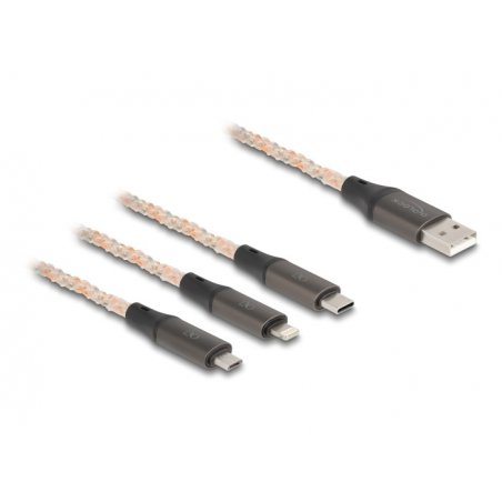 DeLOCK 88158 câble USB 1,2 m USB 2.0 USB A USB C/Micro-USB B/Lightning Transparent