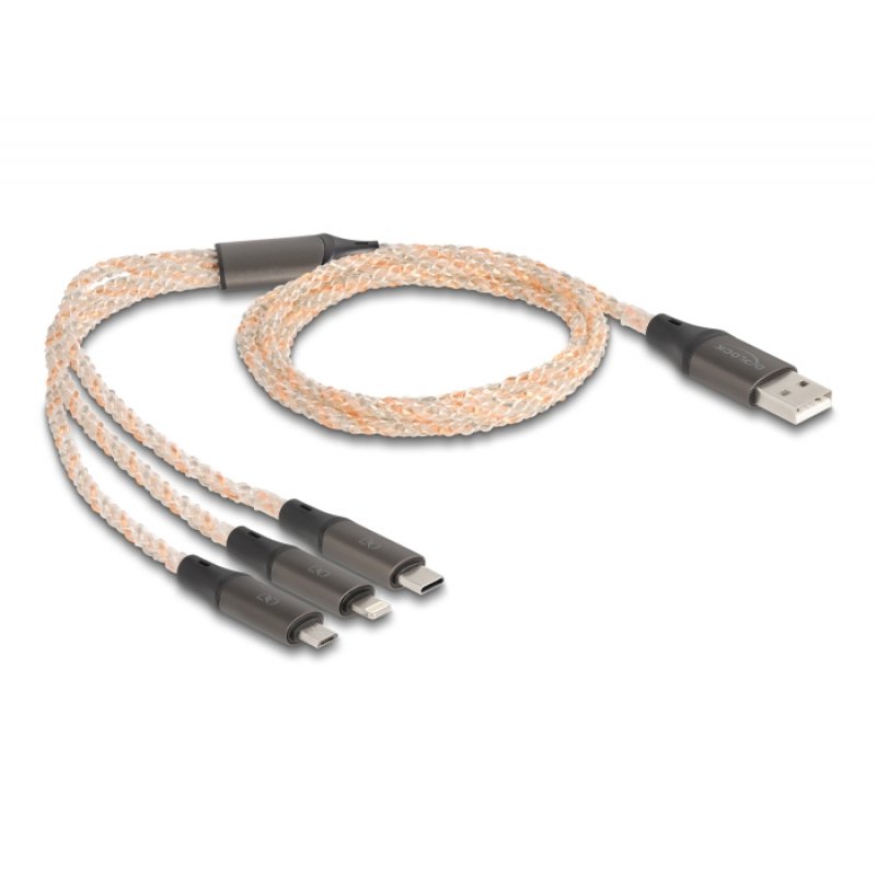 DeLOCK 88158 USB cable 1.2 m USB 2.0 USB A USB C/Micro-USB B/Lightning Transparent