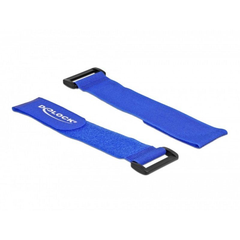 Delock Klett-Kabelbinder mit Schlaufe L 280 x B 38 mm blau 3 Stück