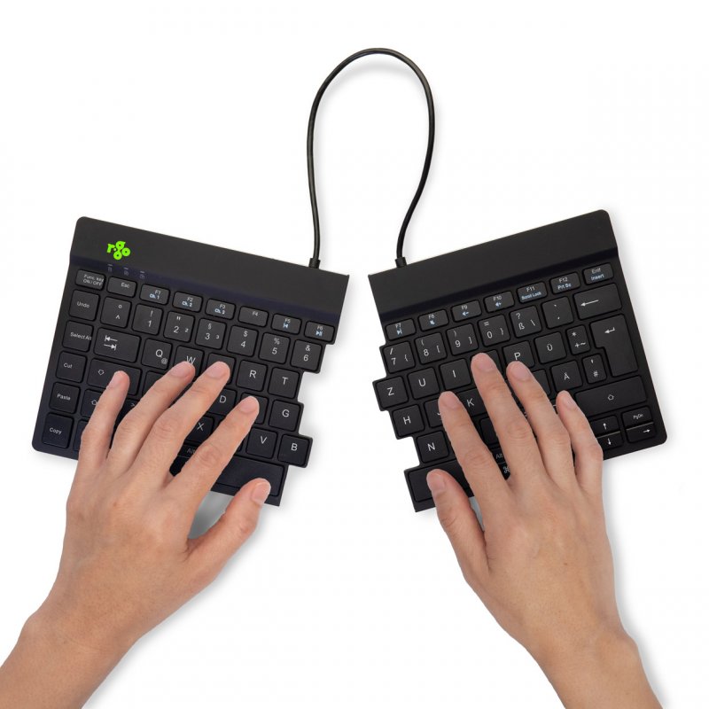 R-Go Split Break Ergonomische Bluetooth-Tastatur Pausenanzeige, Ultradünn für besseren Blutkreislauf