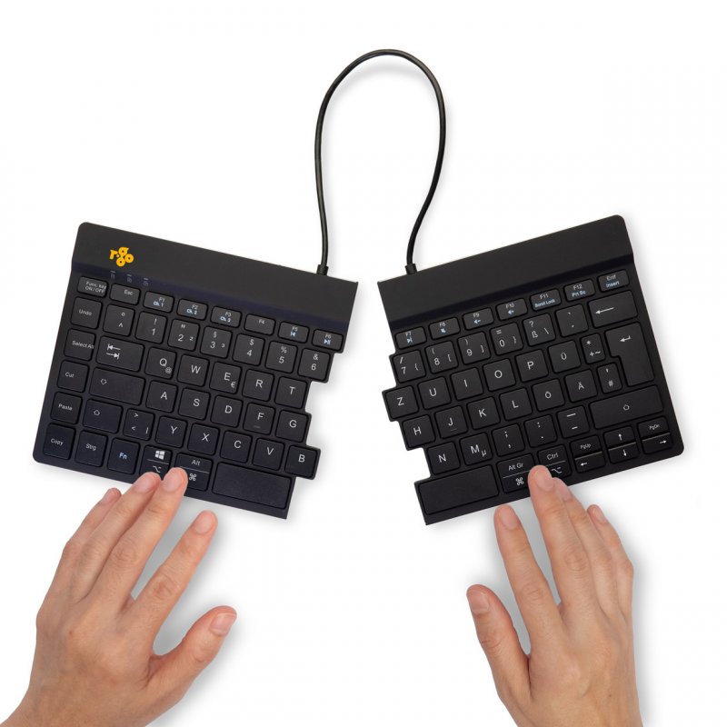 R-Go Split Break Ergonomische Bluetooth-Tastatur Pausenanzeige, Ultradünn für besseren Blutkreislauf