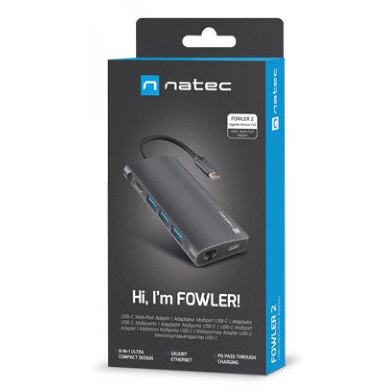 HUB USB-C 8 IN 1 NATEC FOWLER 2 3X USB 3.0 HUB HDMI 4K USB-C