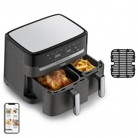Tefal Dual Easy Fry & Grill EY905B Double 8.3 L Stand-alone 2700 W Hot air fryer Grey
