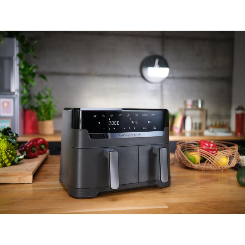 Tefal Dual Easy Fry & Grill EY905B Double 8,3 L Autonome 2700 W Friteuse d’air chaud Gris