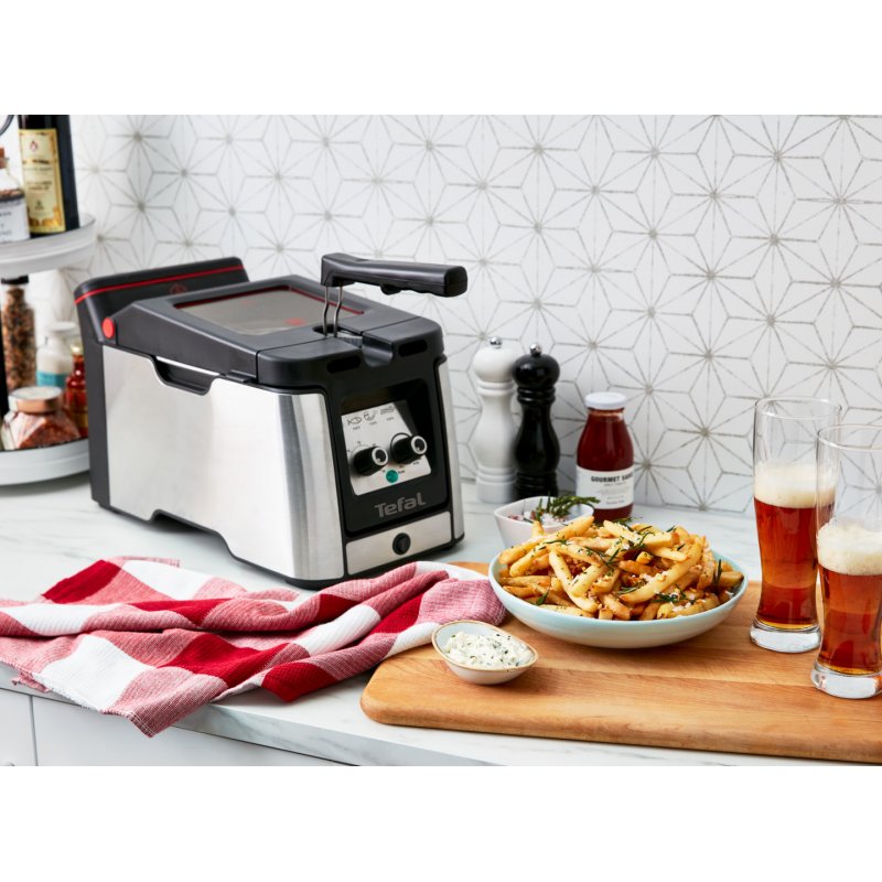 Tefal Clear Duo FR600D Single 0.65 L Stand-alone 2000 W Deep fryer Black, Stainless steel