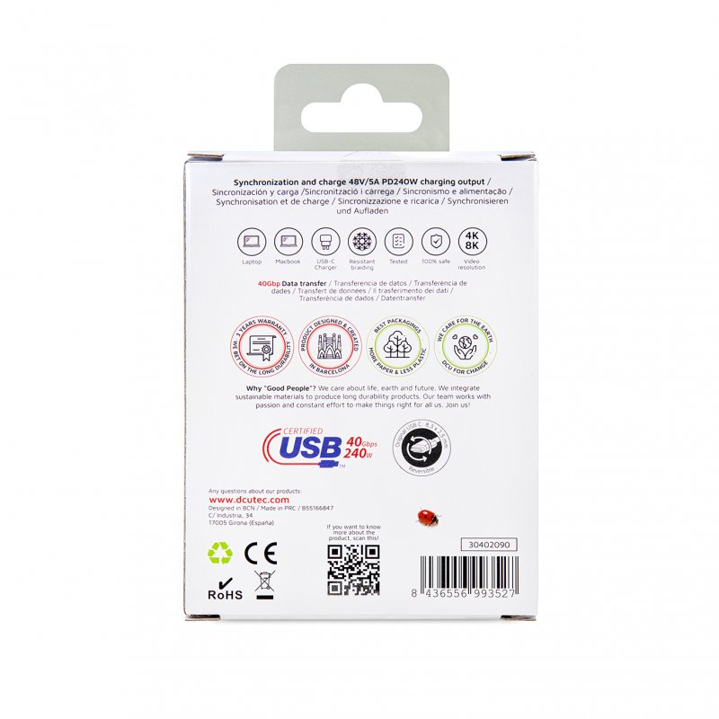 USB4 TIPO C - TIPO C 240W/40G WHITE 1.5M