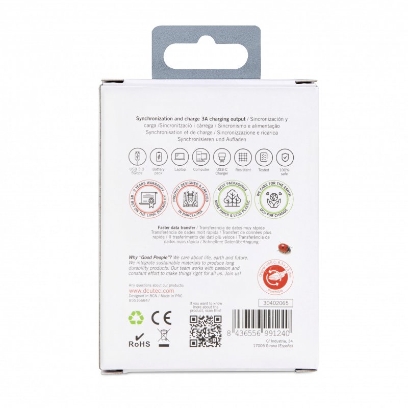 DCU Advance Tecnologic 30402065 USB cable 2 m USB 3.2 Gen 1 (3.1 Gen 1) USB C USB A White