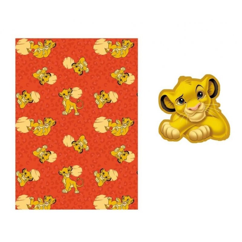 LE ROI LION - Simba - Couverture Corail 100x140cm Coussin