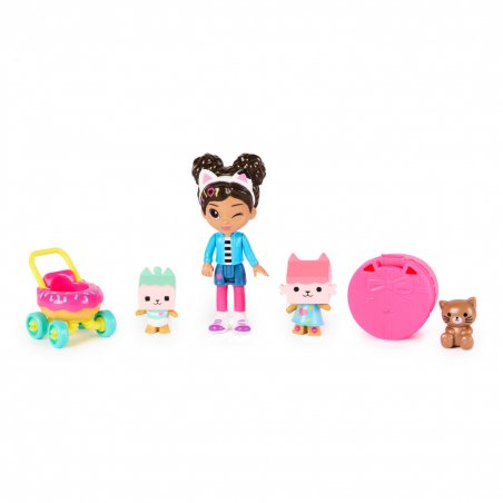 Gabby's Dollhouse , Kitty Care Figure Set with Gabby, Baby Box, Baby Benny Box, Surprise Toys & Dollhouse Accessories,