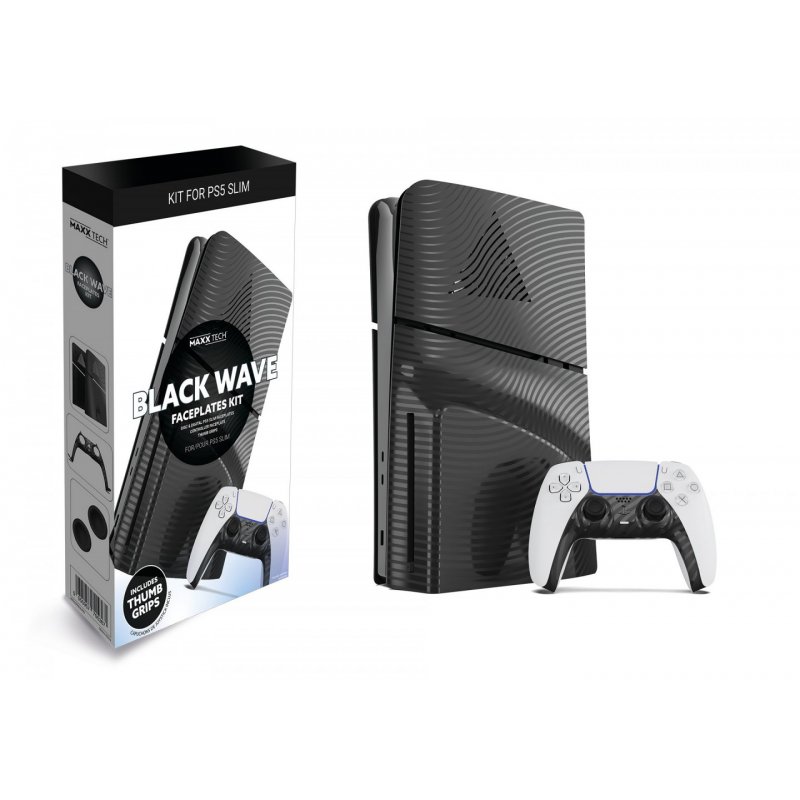 Maxx Tech PS5 Slim Faceplates Controller Faceplates - Black Wave