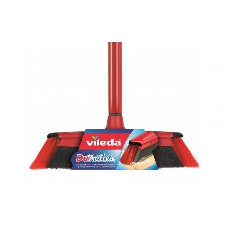 Vileda 143703 broom Indoor Soft / Hard bristle Polyethylene terephthalate (PET), Rubber Black, Grey, Red