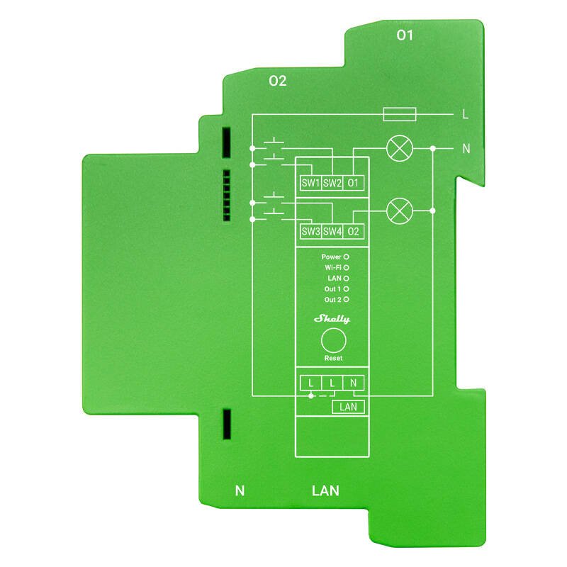 Shelly Relais "Pro Dimmer 2PM" LED/Glühbirne WLAN LAN BT DIN-Rail