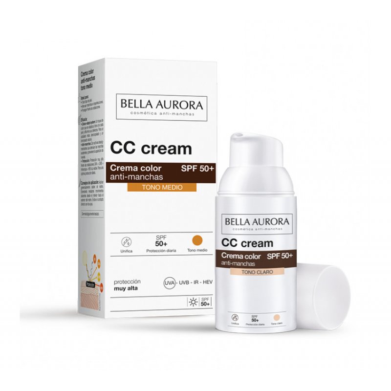 BELLA AUR. SOLAR ANTIMANCHAS CC TONO MEDIO SPF50 30ML