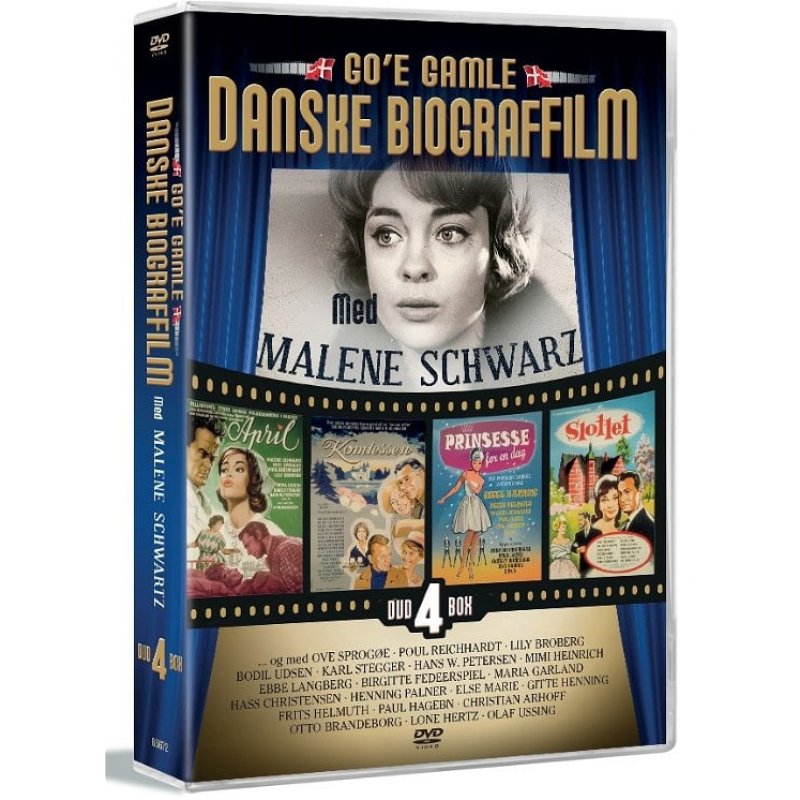 MALENE SCHWARTZ - GO'E GAMLE DANSKE BIOGRAFHIT - 4 DVD BOX - FRK. APRIL - KOMTESSEN - PRINSESSE FOR EN DAG - SLOTTET