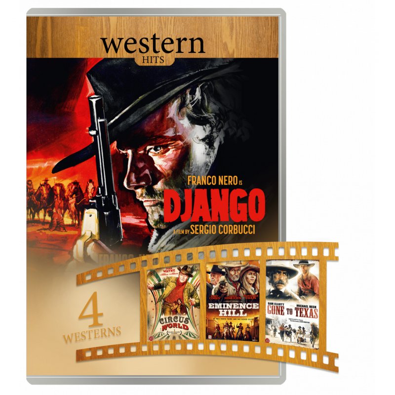 WESTERN MOVIE HITS 4 DVD Box set: DJANGO, CIRCUS WORLD (JOHN WAYNE), EMINENCE HILL, GONE TO TEXAS