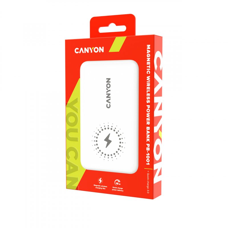 Canyon PB-1001 Lithium Polymère (LiPo) 10000 mAh Recharge sans fil Blanc
