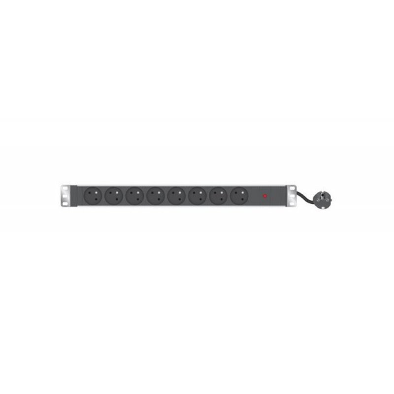 8 WAYS 19" 1U FRENCH PDU W/OVERLOAD PROTECTION