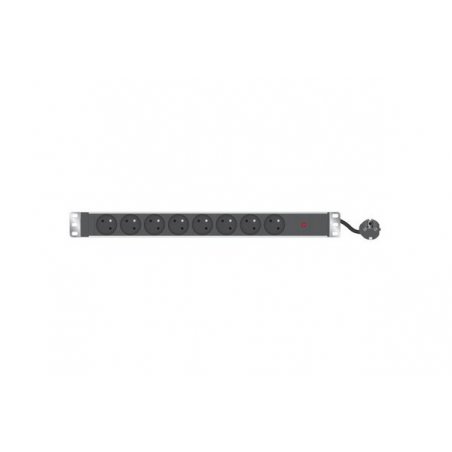 8 WAYS 19" 1U FRENCH PDU W/OVERLOAD PROTECTION