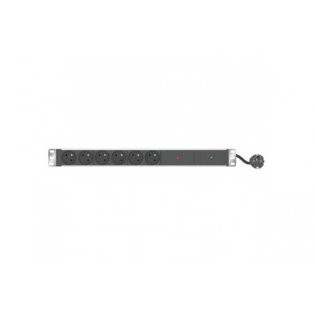 6 WAYS 19" 1U FRENCH PDU W/SURGE W/OVERLOAD PROTECTION