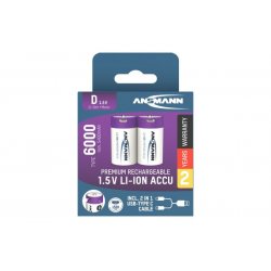 ANSMANN Accu lithium Mono D, 2 units, rechargeable, 1,5 V