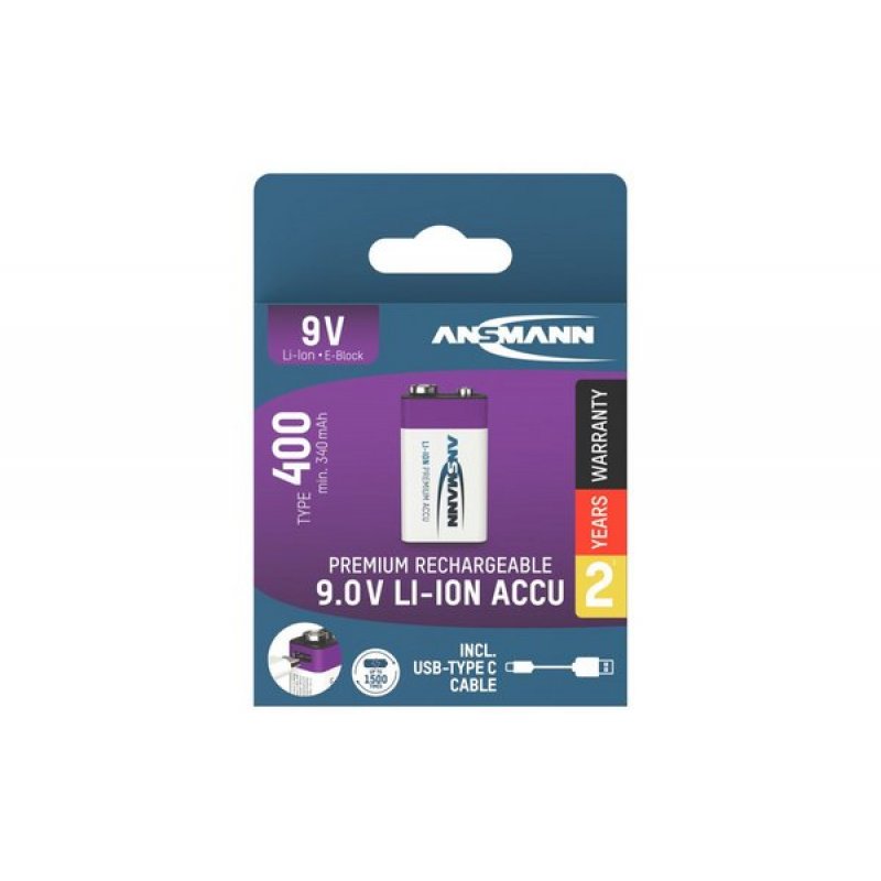 ANSMANN Accu lithium block E - 9V, rechargeable