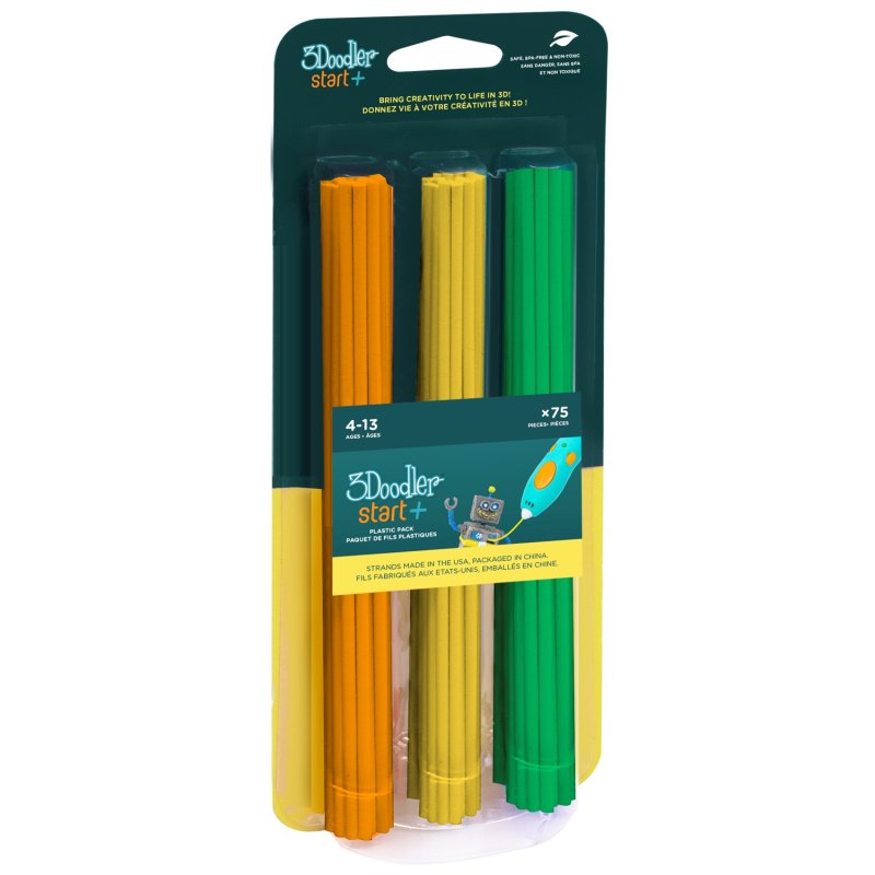 3Doodler Start 3DS-ECO-MIX2-75 3D printing material Compostable plastic Green Orange Yellow 1 g