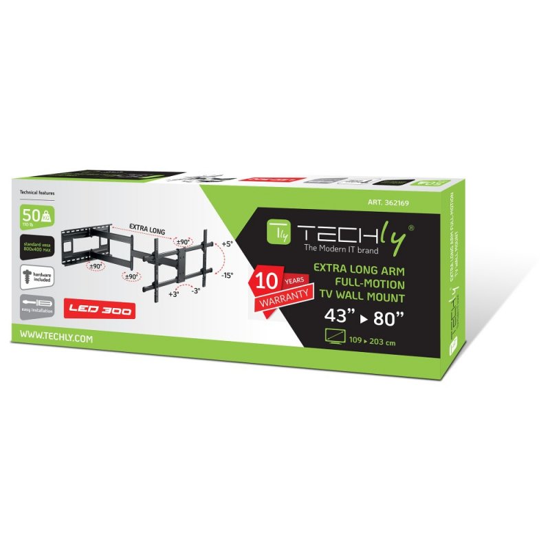 Techly ICA-PLB 490 support pour téléviseur 2,03 m (80") Noir