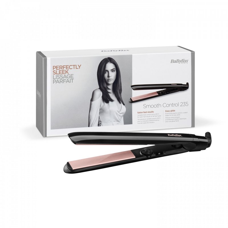 BaByliss Smooth Control 235 Fer à lisser À chaleur Noir, Rose doré 3 m