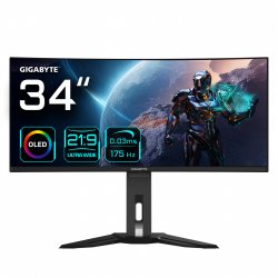 Gigabyte Moniteur de jeu courbé OLED WQHD MO34WQC 34” - 3440x1440(WQHD), 175Hz, 0.03ms, KVM, 250 cd/m2, FreeSync