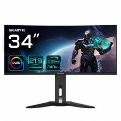 Gigabyte MO34WQC2 34” OLED WQHD Curved Gaming Monitor - 3440x1440(WQHD), 240Hz, 0.03ms, KVM, 250 cd/m2, FreeSync