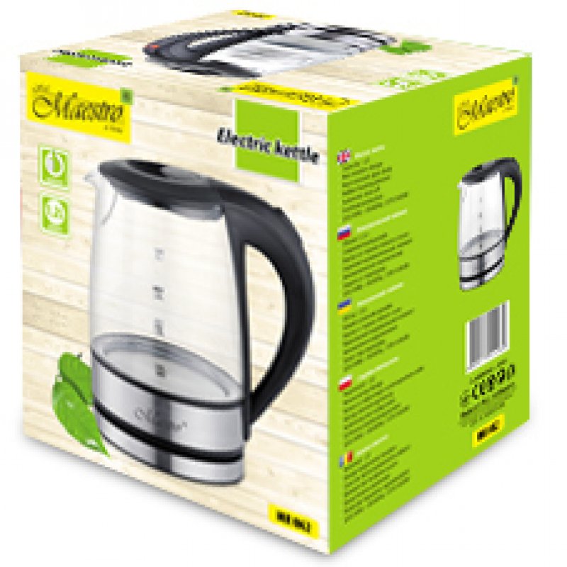 Feel-Maestro MR062 electric kettle 1.2 L 1630 W Black, Transparent