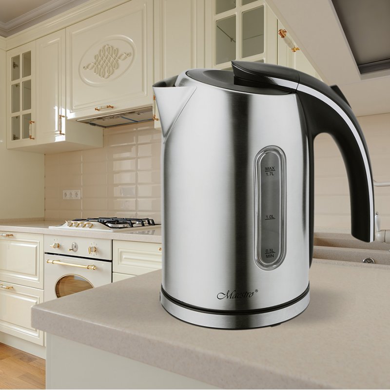 Feel-Maestro MR059 electric kettle 1.7 L 2000 W Black, Stainless steel