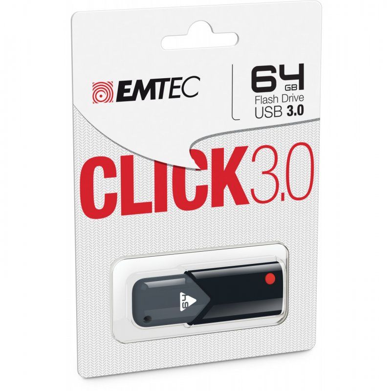 Emtec Click USB 3.0 64GB USB flash drive USB Type-A 3.2 Gen 1 (3.1 Gen 1) Black, Grey