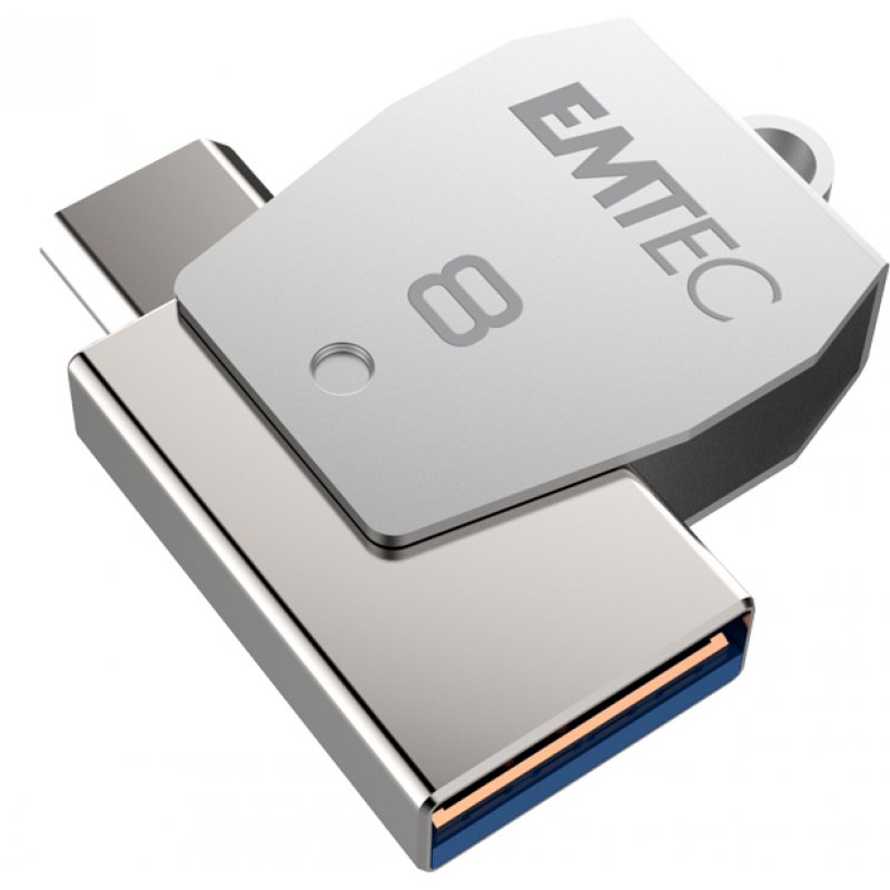 Emtec T250B USB flash drive 8 GB USB Type-A / Micro-USB 2.0 Stainless steel