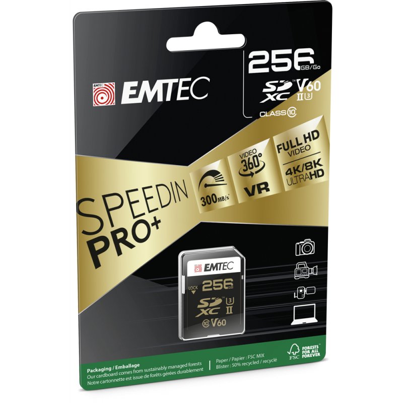 Emtec ECMSD256GUHS2V60 mémoire flash 256 Go SDXC UHS-II Classe 2