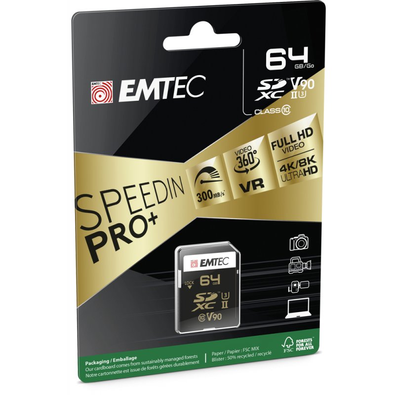 Emtec SpeedIN Pro 64 Go SDXC UHS-II Classe 10