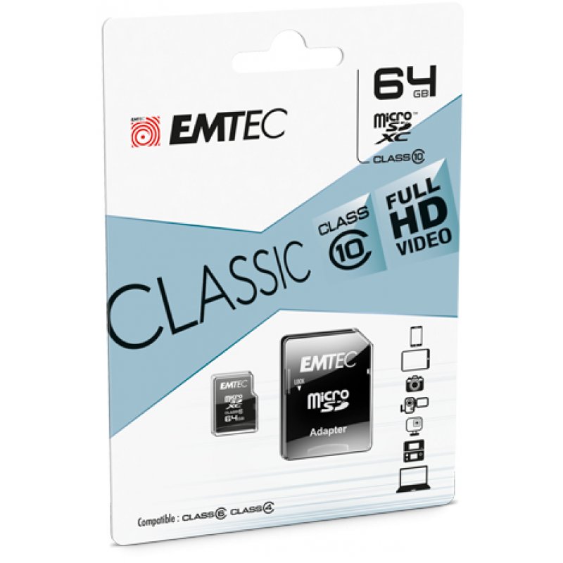 Emtec Micro SDHC ECMSDM64GXC10CG 64 Go MicroSDHC Classe 10