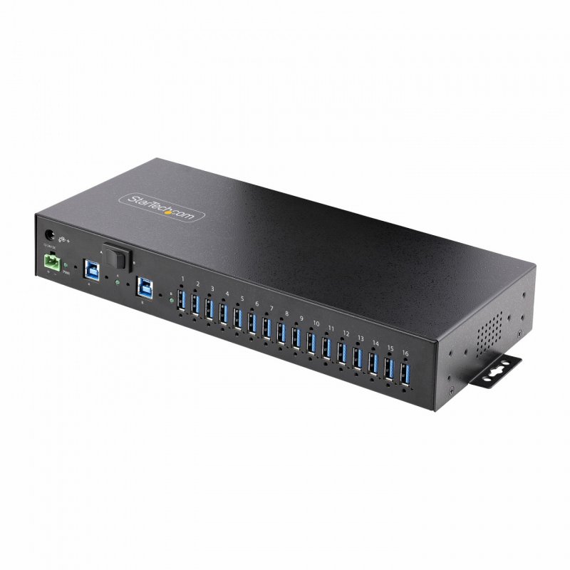 StarTech.com Hub Industriel à 16 Ports USB 5Gbps avec Adaptateur d'Alimentation, Boîtier Métallique, Montable,