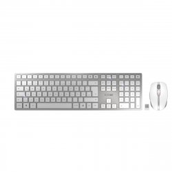 CHERRY DW 9100 SLIM clavier Souris incluse RF sans fil + Bluetooth QWERTZ Allemand Argent