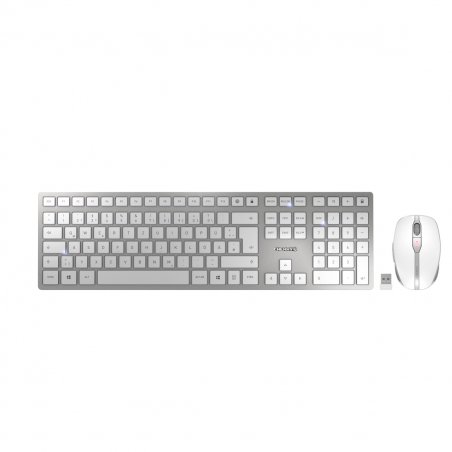 CHERRY DW 9100 SLIM keyboard Mouse included RF Wireless + Bluetooth QWERTZ German Silver