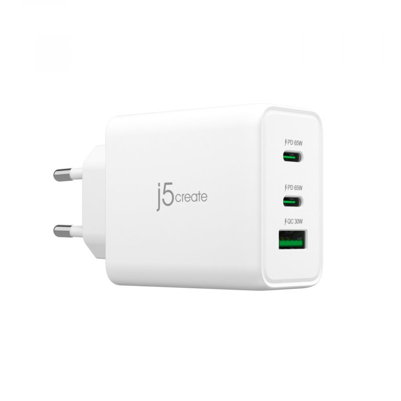 J5 65W GaN USB-C 3-Port Charger