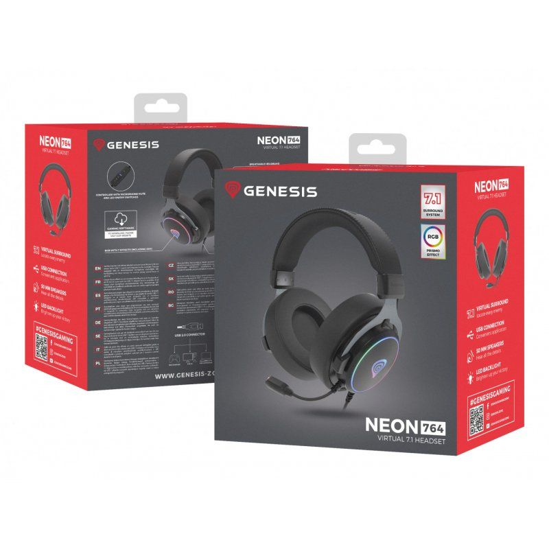 GENESIS NSG-2169 headphones/headset Wired Head-band Gaming USB Type-A Black