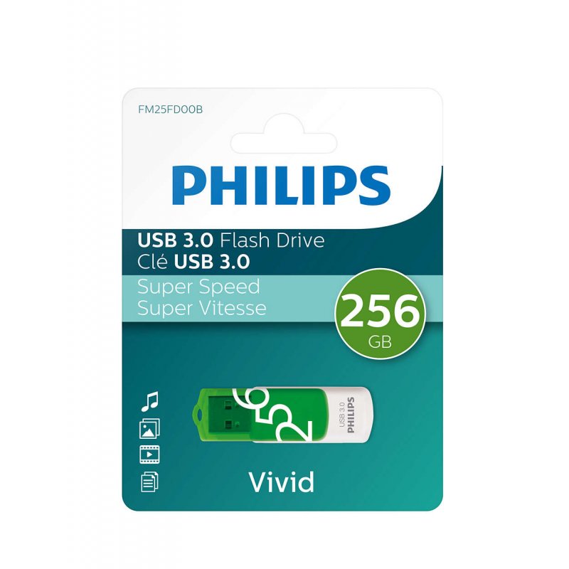 Philips FM25FD00B/00 USB flash drive 256 GB USB Type-A 3.2 Gen 1 (3.1 Gen 1) Green, White