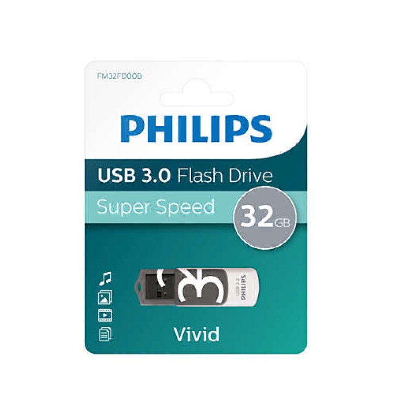 Philips FM32FD00B USB flash drive 32 GB USB Type-A 3.2 Gen 1 (3.1 Gen 1) Black, White