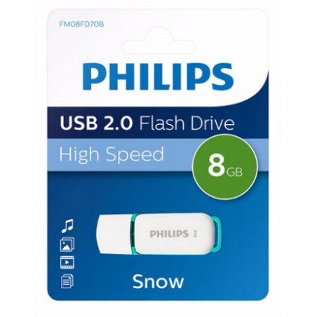 Philips FM08FD70B lecteur USB flash 8 Go USB Type-A 2.0 Turquoise, Blanc