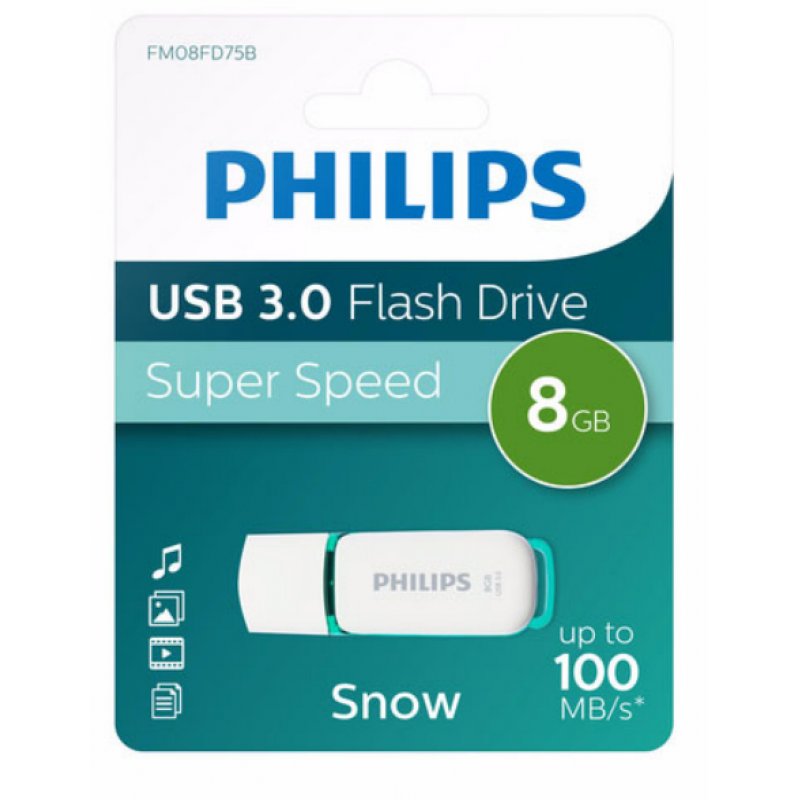 Philips FM08FD75B USB flash drive 8 GB USB Type-A 3.2 Gen 1 (3.1 Gen 1) Turquoise, White