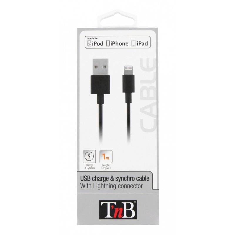 TNB Câble lightning / USB Noir 1M