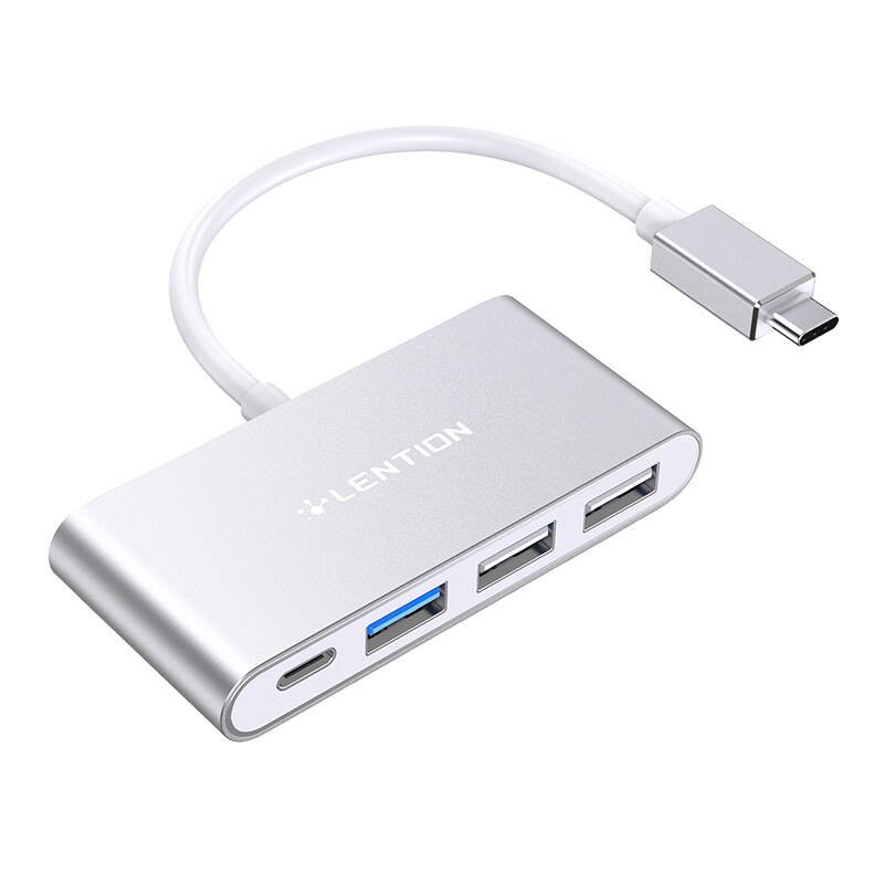 Lention 4in1 Hub USB-C to USB 3.0 2x USB 2.0 USB-C (silver)