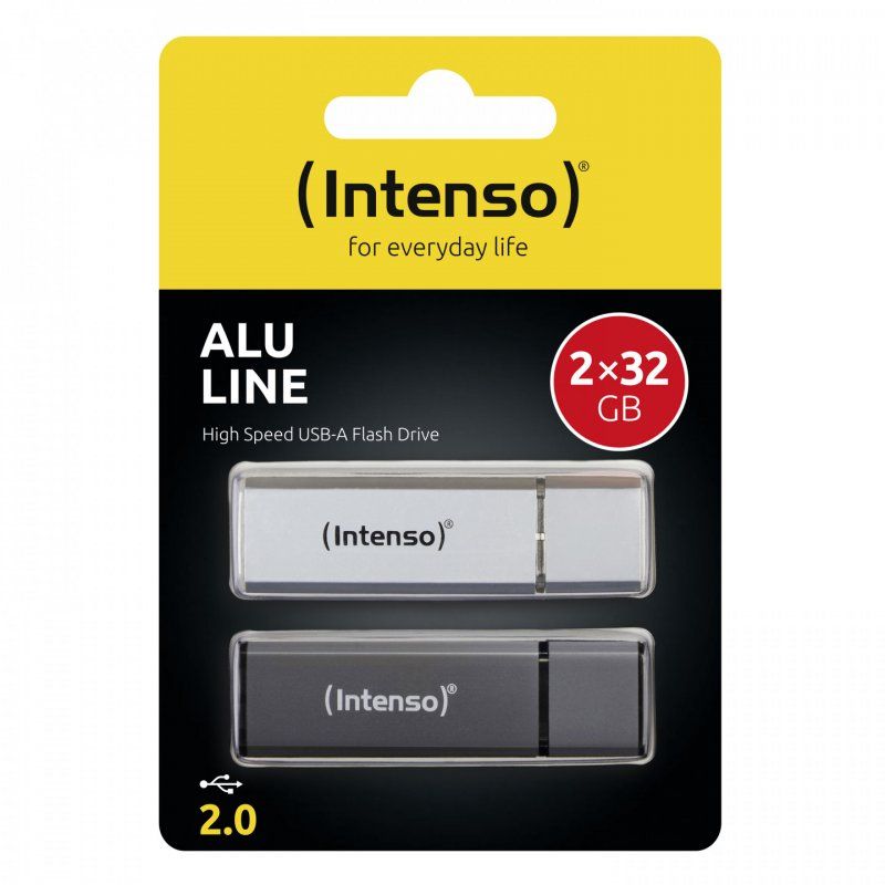 Intenso AluLine USB Drive 32GB Doppelpack 2x32GB - 32 GB lecteur USB flash 32 Go USB Type-A 2.0 Anthracite, Argent